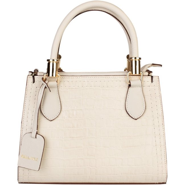 Bolsa Bellaniz Baú De Couro Croco Andressa - Marfim