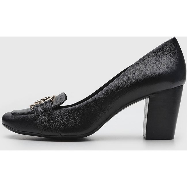 Scarpin Feminino Jorge Bischoff Bico Quadrado Metal Preto