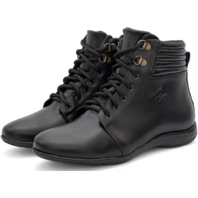 Bota Feminina Couro Cano Curto Zíper Casual Moderna Estilosa