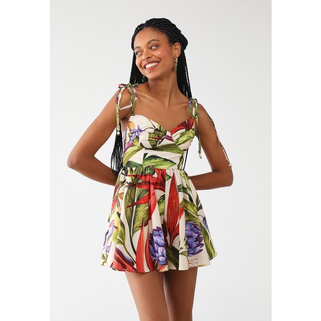 Macaquinho FARM Curto Florarte Off-White