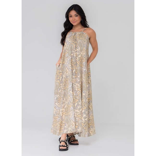 Vestido Aura Ohana Viscolinho Paisley Amarelo
