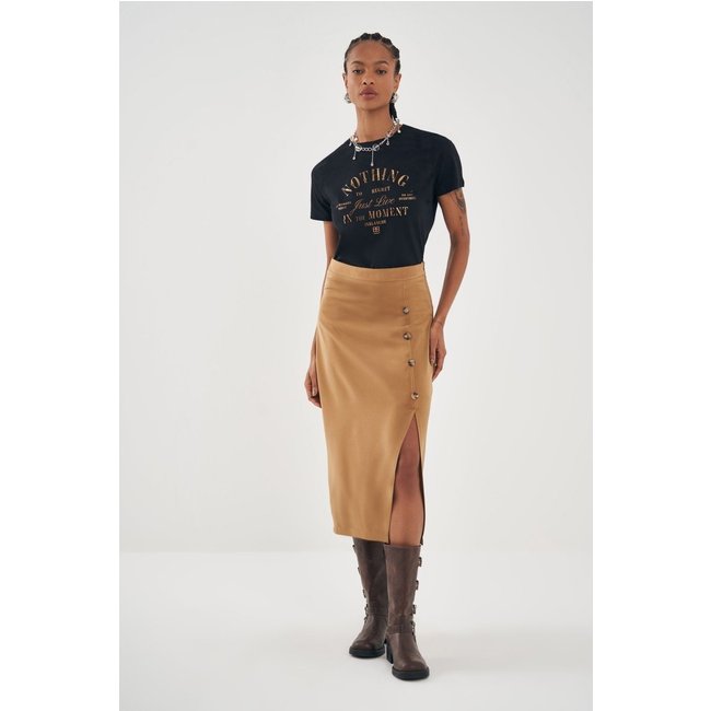 Saia Midi Fenda Lateral Feminina Inblanche