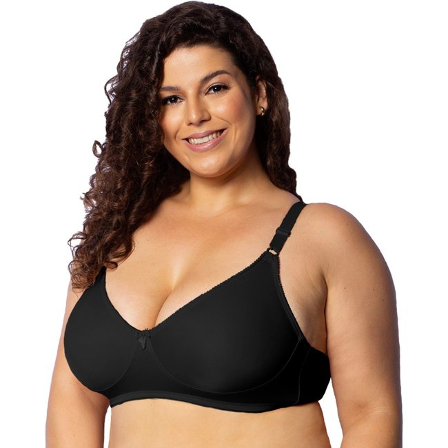 Sutiã Reforçado Gabi Lingerie Plus Size Sem Bojo Sustentação Compressão Cinta Preto