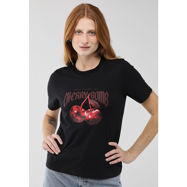 Camiseta Feminina Lança Perfume Cherry Bomb Preta
