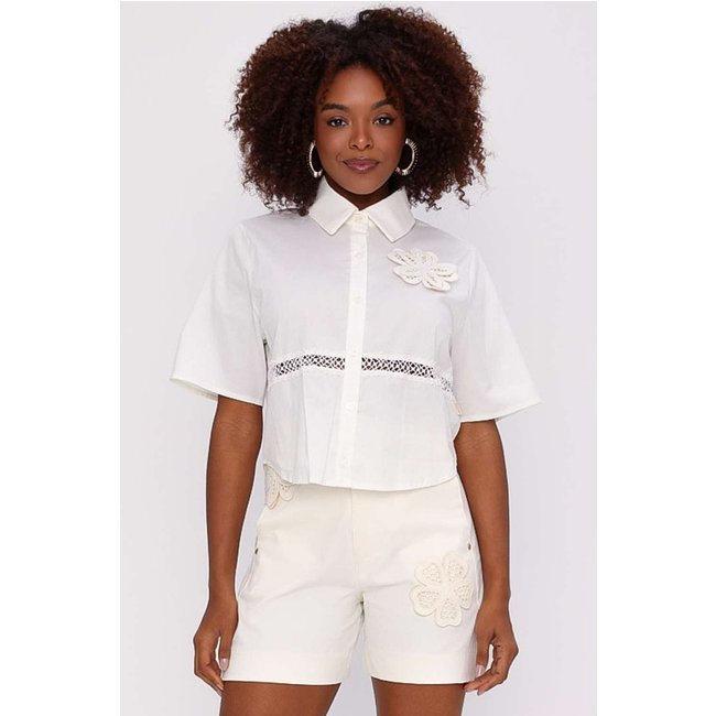CAMISA BORDADA OFF WHITE Gatabakana