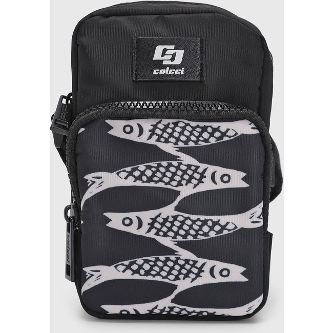 Bolsa Feminina Colcci Pequena Estampa de Peixes Preta