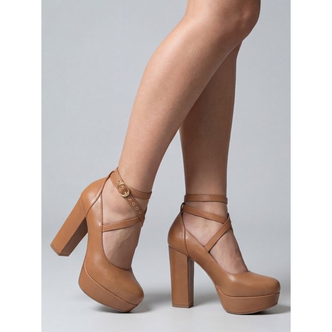 Sapato Boneca Modarpe Meia Pata Salto Grosso Marrom M10