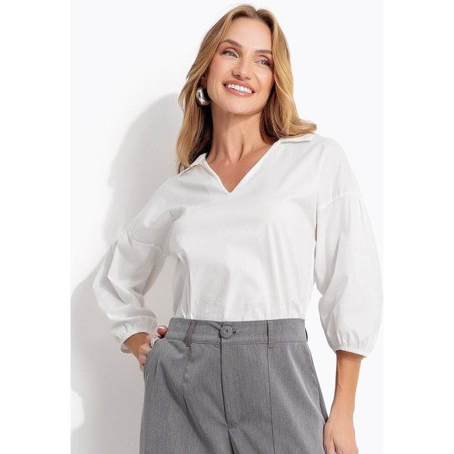 Blusa Em Tricoline Quintess Off White