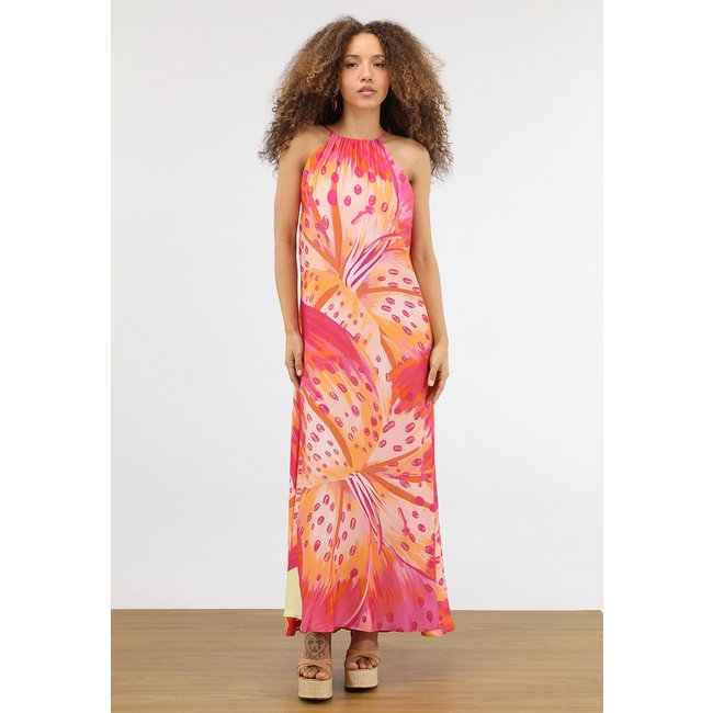 Vestido Feminino FARM Estampa Tropical Maxi Longo Rosa