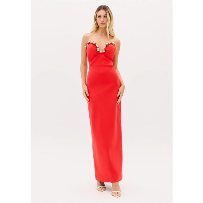 Vestido Super Midi Sem Alças Com Aviamentos Lança Perfume