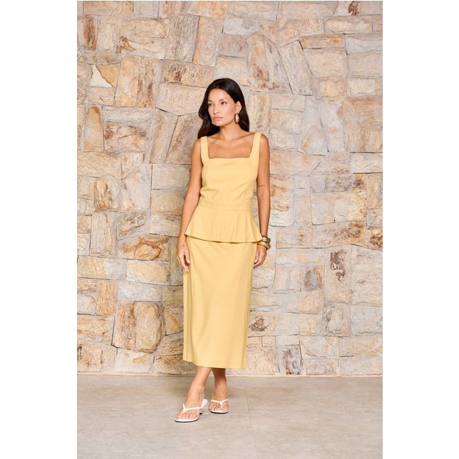 Saia Vanibele Linho Bergamo Amarelo