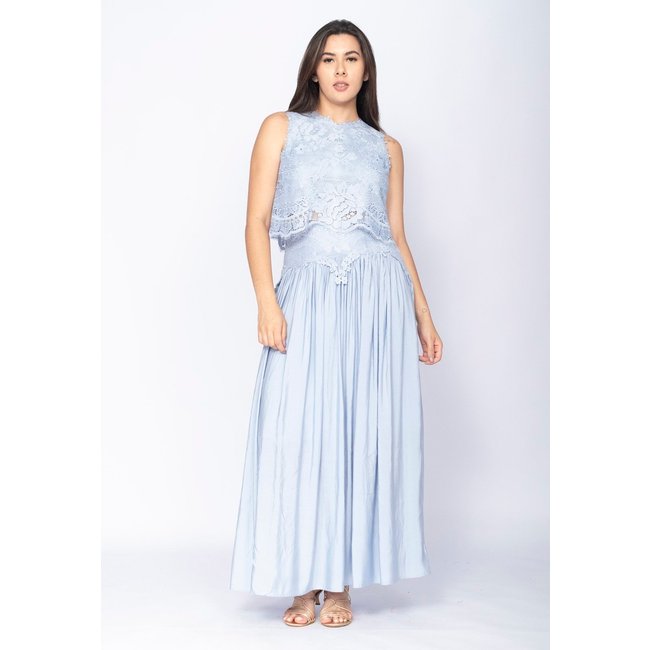 Conjunto Amazonia Vital de Saia e Croped Essência da Mata Renda Blue