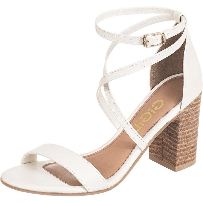 Sandália GiGiL Salto Alto Casual Clássica Social Off White