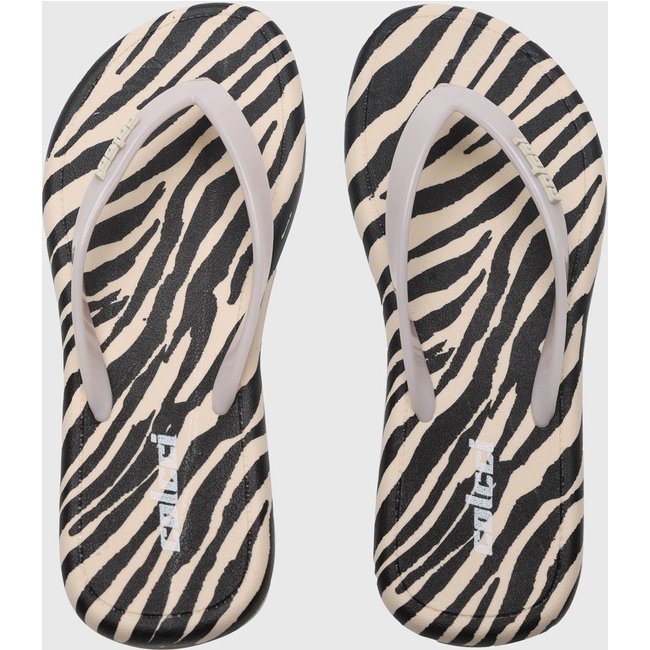 Chinelo Feminino Colcci Animal Print Zebra Preta e Bege