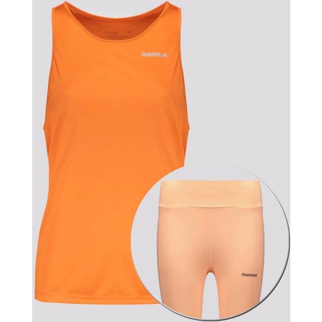 Conjunto Regata e Calça Legging com Bolso Rainha Feminino Laranja e Salmão