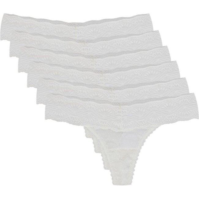 Kit 6 Calcinhas Fio Renda Shiny Love Branco