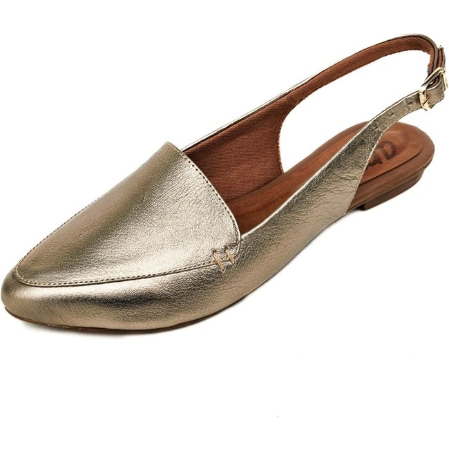 Sapatilha Slingback em Couro Amo Calçados Ouro Velho