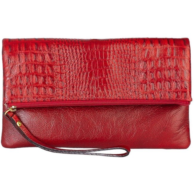 Clutch de couro croco Nikki - Vermelho