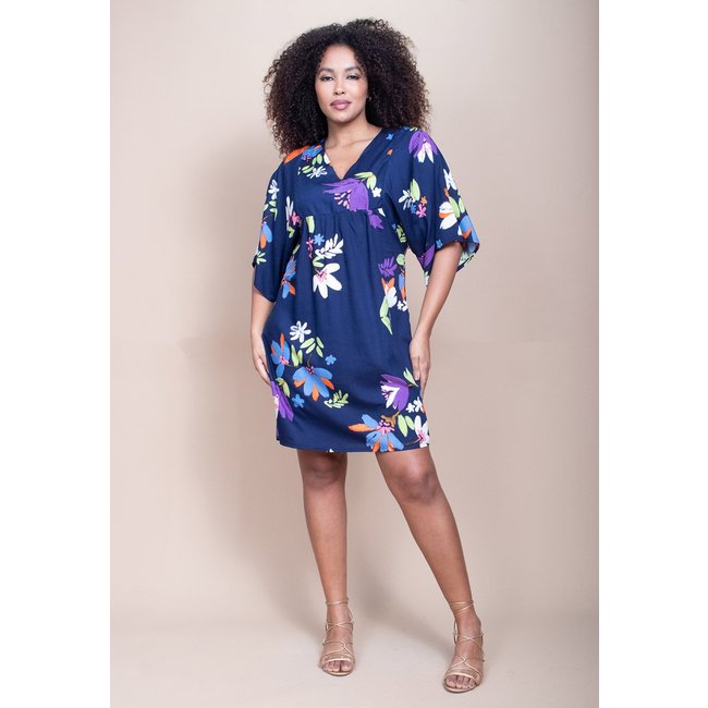 Vestido Curto Cabanafree Pequi Viscose Festa das Flores Azul