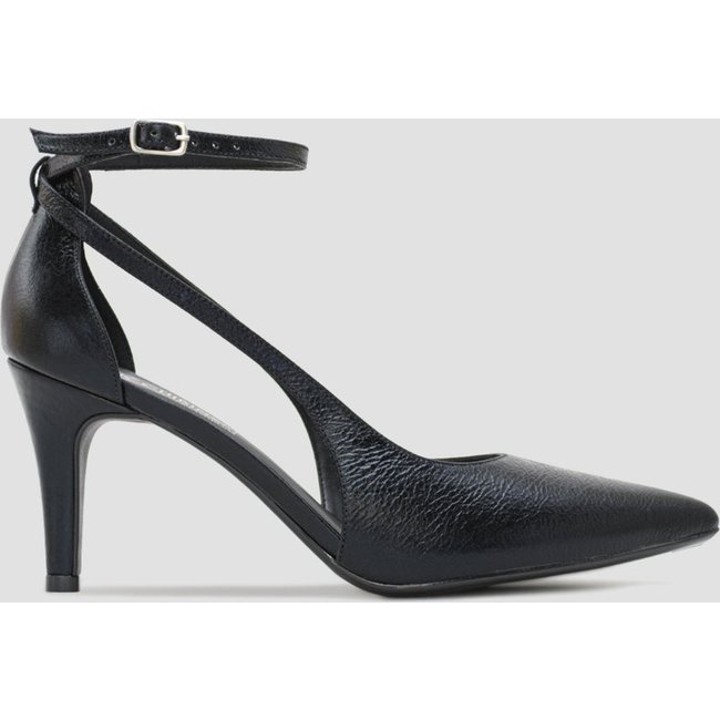Scarpin Corte Latertal Couro Preto CBK