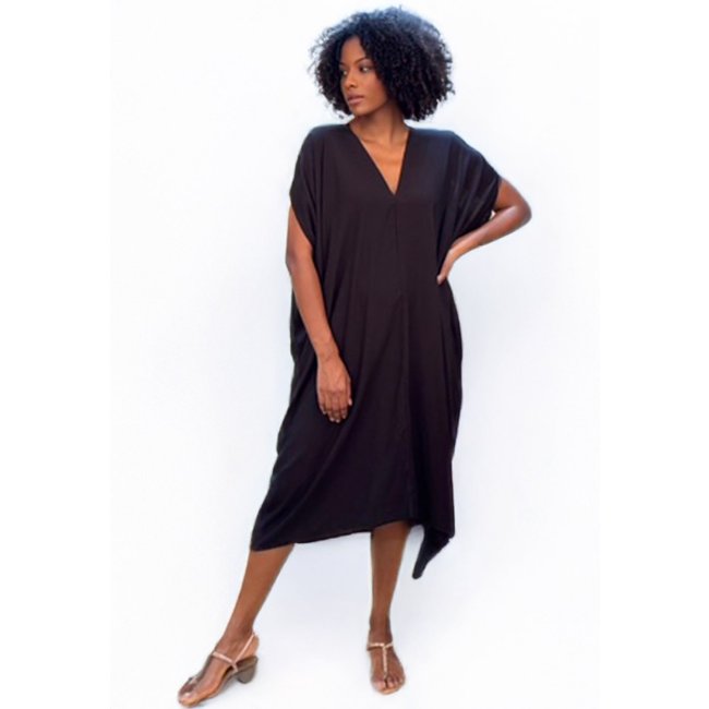 Vestido Kaftan Amazonia Vital Detalhes nas Costas Preto