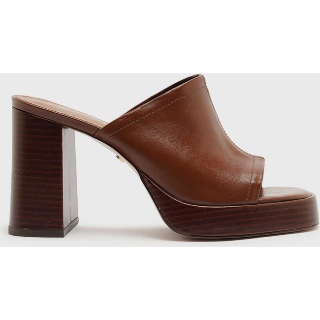 Sandália Arezzo Salto Meia Pata Bloco Burnt Toffee