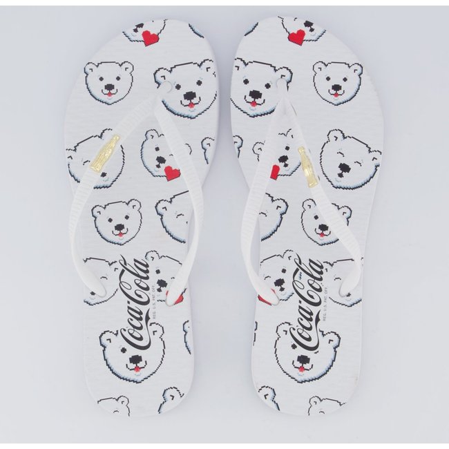 Chinelo Coca Cola Cool Bear Feminino Branco