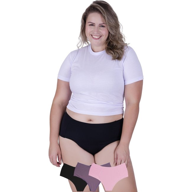Kit 3 Calcinhas Princesa Plus Microfibra Concept Lingerie Multicolorido