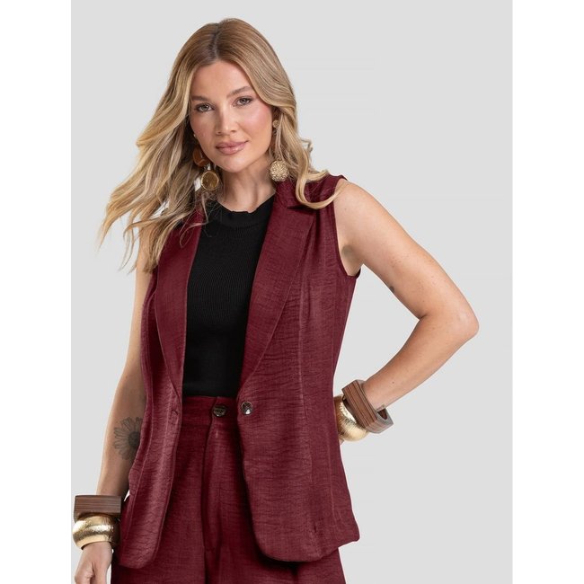 Colete Feminino em Tecido Poli Linho Dianna Vermelho