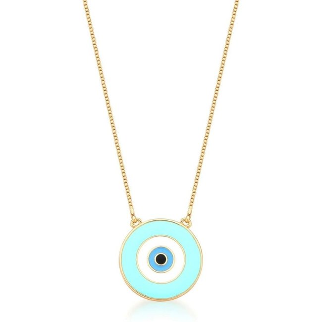 Infantil - Colar Olho Grego Turquesa Semijoia Banhado a Ouro 18K Ania Store