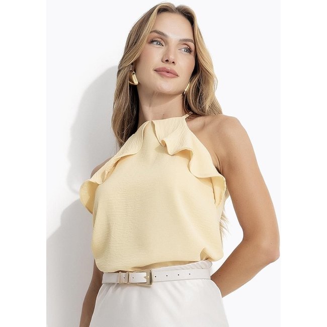 Blusa Em Crepe Plano Amarelo Claro Quintess