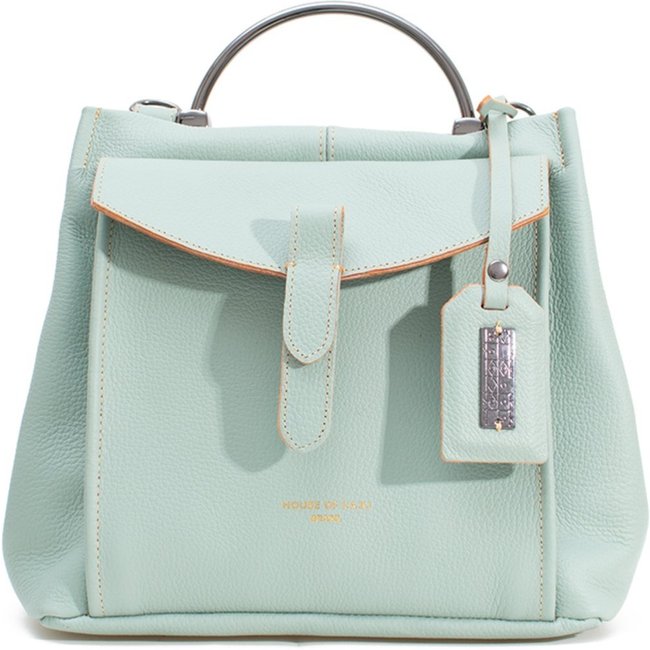 BOLSA FEMININA EM COURO ALÇA DE MÁO VERDE TIFFANY COM LARANJA "DANIELA FERREIRA"""