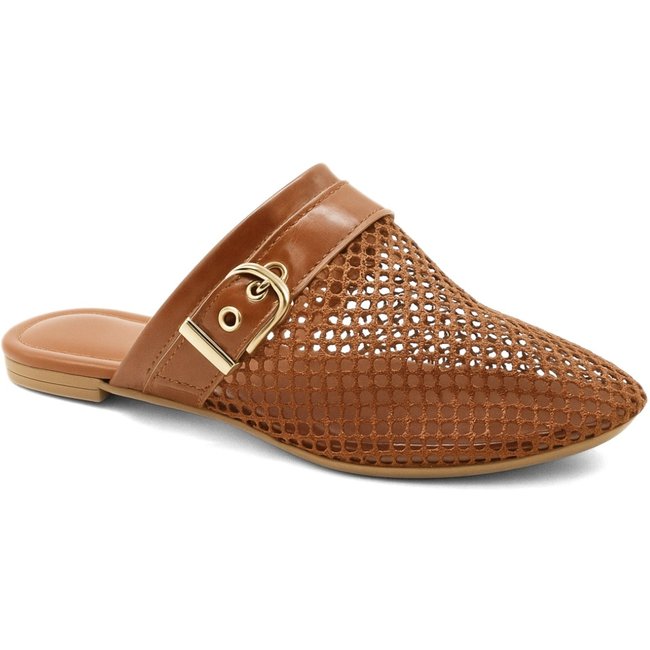 Mule Mocassim Vazado Redinha Slip On Feminino Confortável Cacau 5402