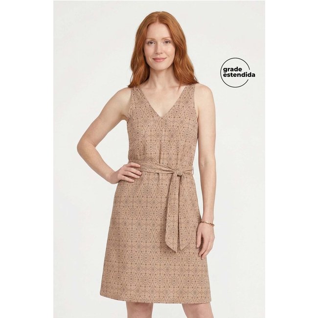 Vestido Midi Feminino Devorê Com Faixa Marialícia Marrom