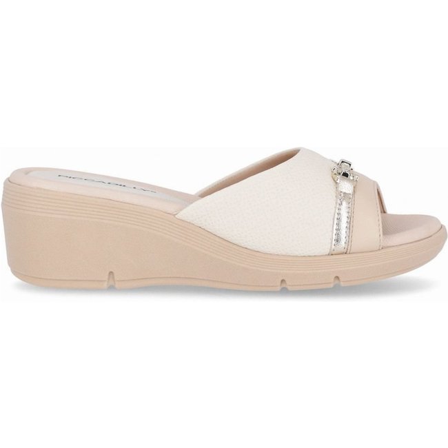 Tamanco Cecilia Anabela Médio Off White com Brule