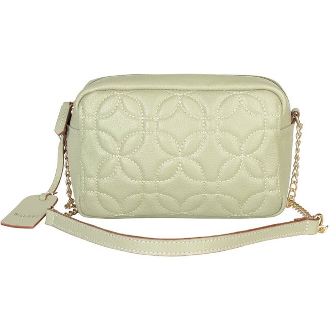 Bolsa transversal de couro matelassê com corrente Mirella - Verde