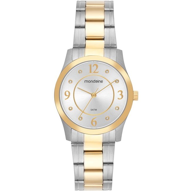 Relogio Feminino Mondaine Bicolor Cristais Analógico Mondaine