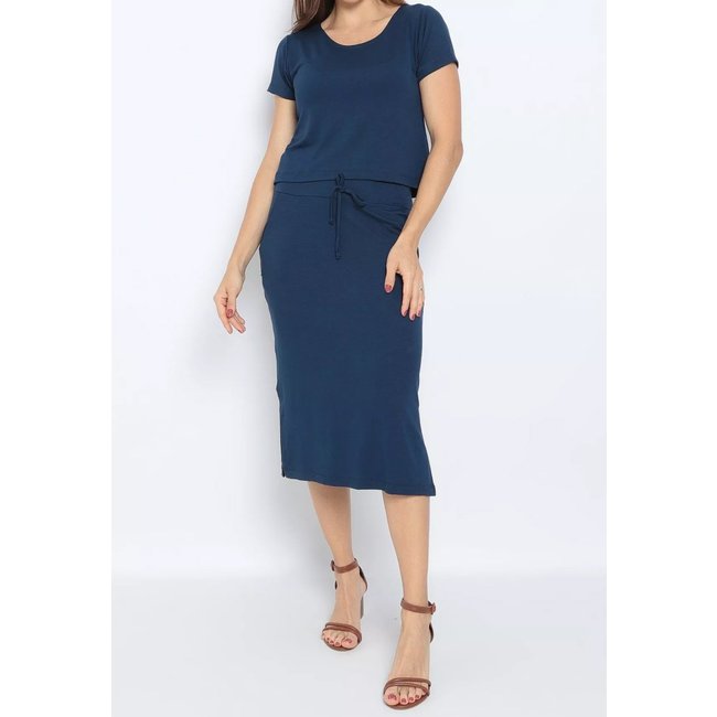 Conjunto Maria Paes Saia e Blusa Marinho