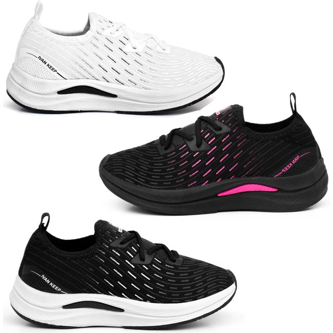 Kit 3 Tênis Feminino Academia Corrida Treino Caminhada Casual Confortável Branco