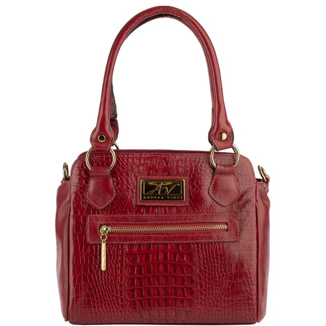 Bolsa de couro croco Amélia - Vermelho