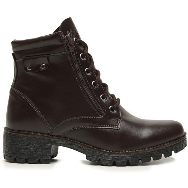 Bota Feminina Coturno BR2 Zíper Lateral Salto Baixo Café 34 Café