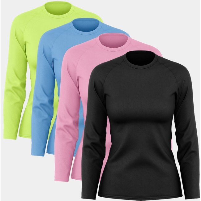 Kit 4 Camisetas Manga Longa Feminina Dry Básica Lisa Proteção Solar UV Térmica Blusa Academia Esporte Camisa Colorido