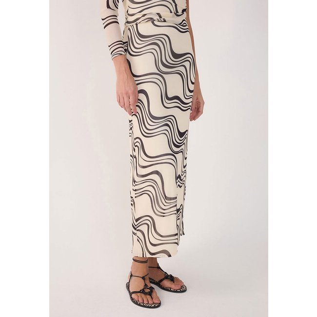 Saia Dress To Midi Estampada Off-White