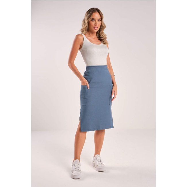 Saia Midi Feminina Com Bolsos Marialícia