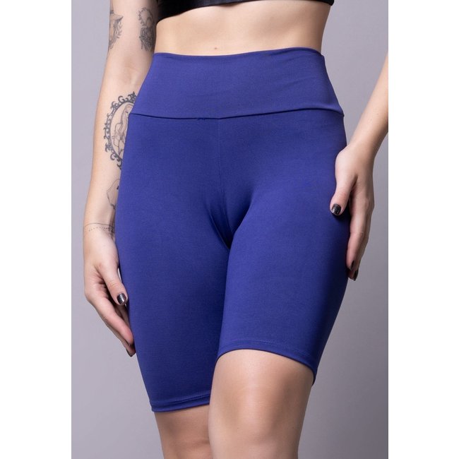 Bermuda Ciclista Bella Fiore Modas Suplex Short Cos Alto Cintura Alta De Academia Fitness Azul