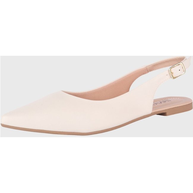 Sapatilha Slingback Takata Bico Fino Rasteira Feminina Lisa OffWhite