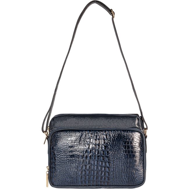 Bolsa de couro croco tiracolo Anita - Azul