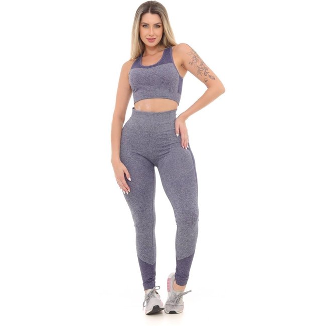 Calça Legging Cinza GARAIS MODA de Cintura Alta - Efeito Levanta Bumbum