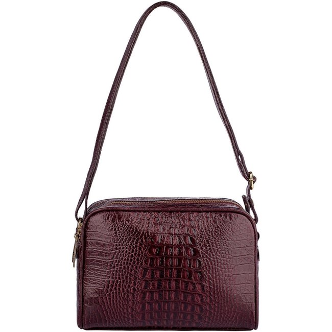 Bolsa quadrada de couro croco Daiana - Marsala