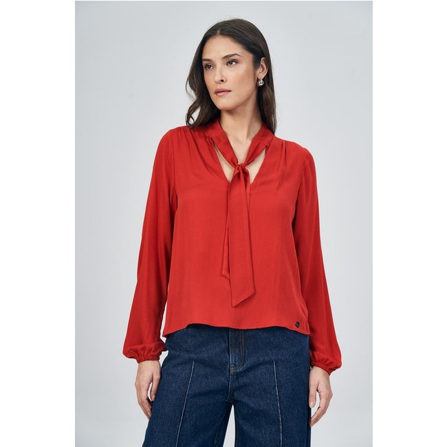 Blusa Manga Longa Com Laço Feminina Acostamento